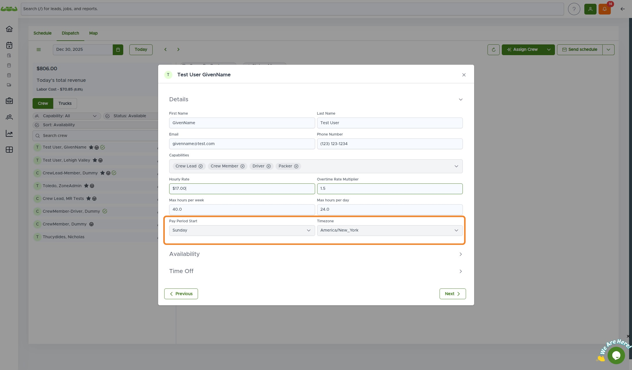 Available for Assignment toggle in the Availability tab
