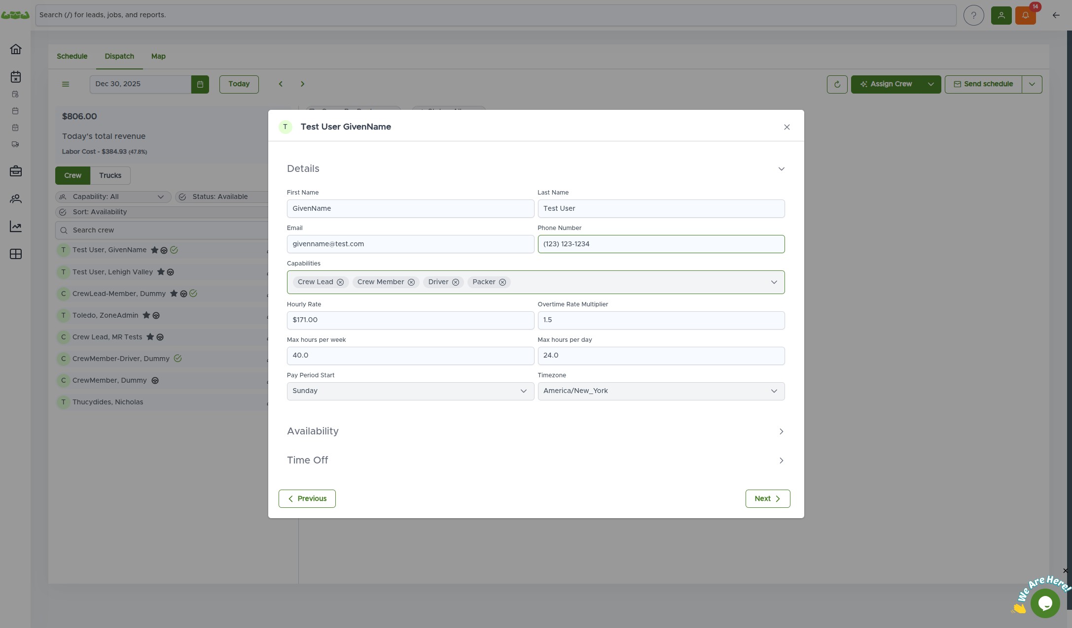 Editing contact info in the Details tab