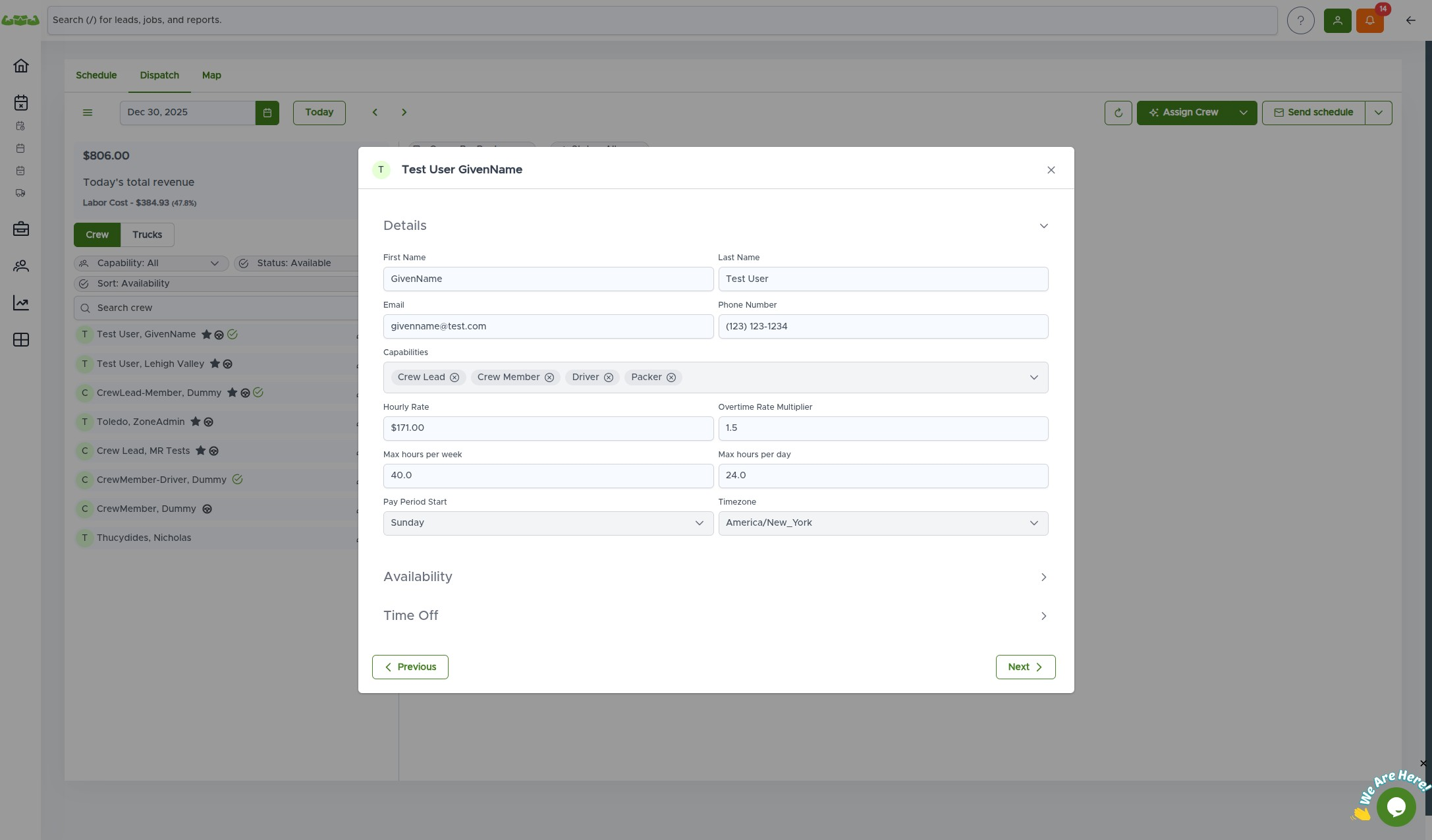 Details tab showing contact information fields