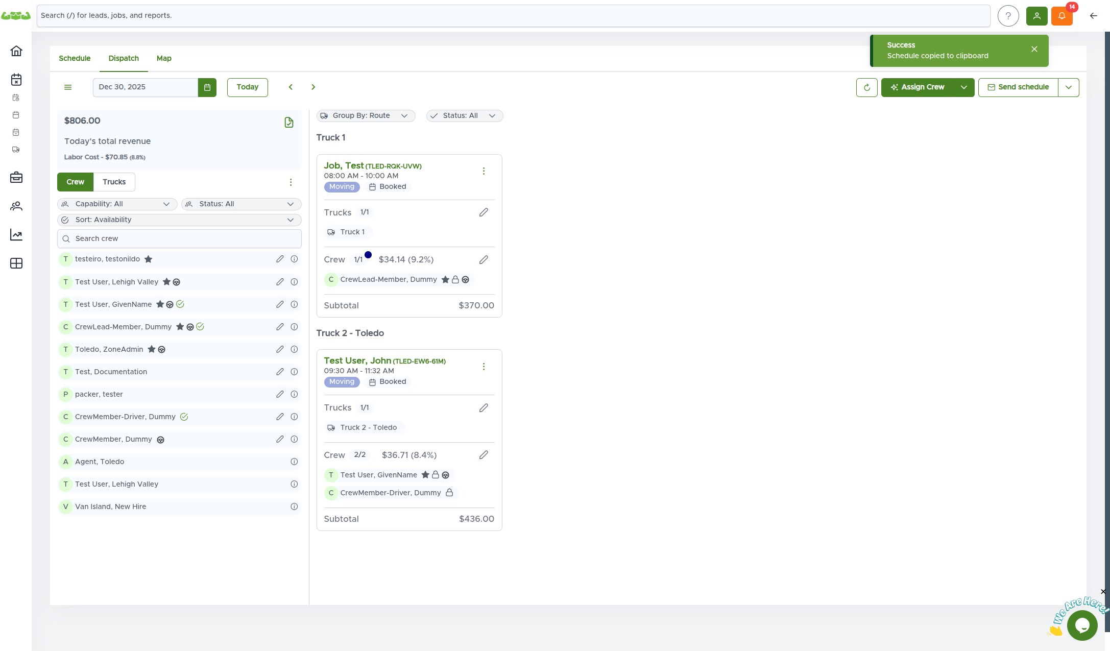 The Copy for Spreadsheet option in the dropdown menu